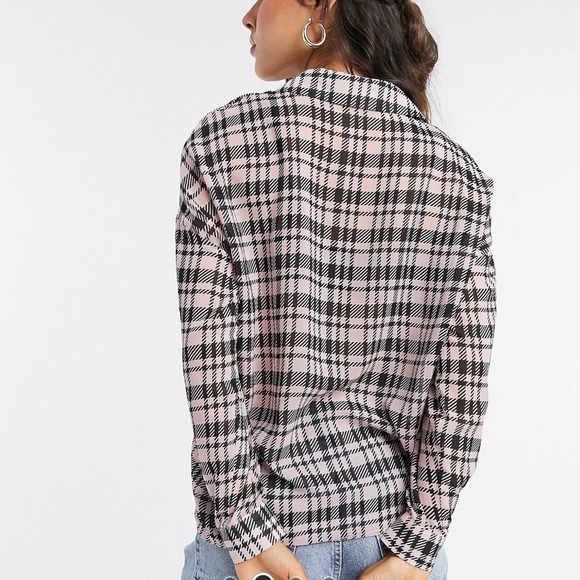 Long sleeve shirt in pink dogtooth print - Picture 2 of 4